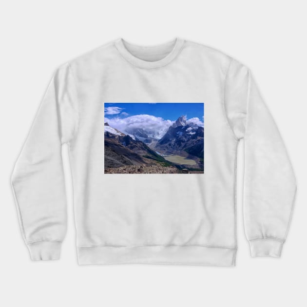 Patagonian andes mountain vista Crewneck Sweatshirt by stevepaint